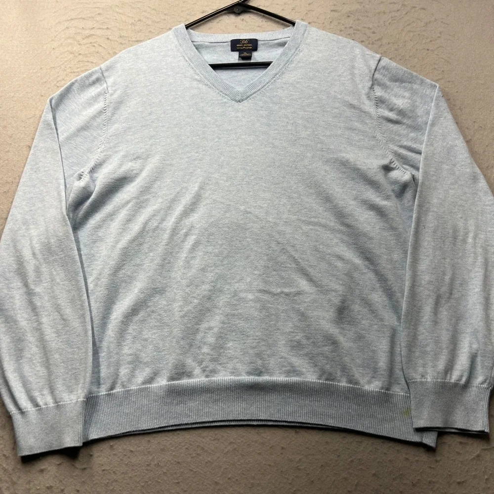Brooks Brothers 346 Mens XL Light Blue 100% Supima Cotton V-Neck Sweater 1770
